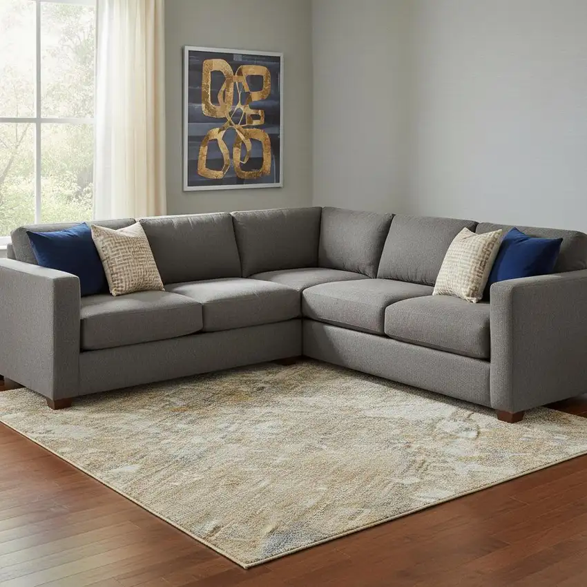 Gray Rust And Beige Abstract Washable Area Rug With UV Protection Photo 2