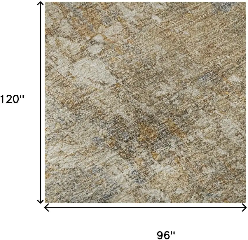 Gray Rust And Beige Abstract Washable Area Rug With UV Protection Photo 8