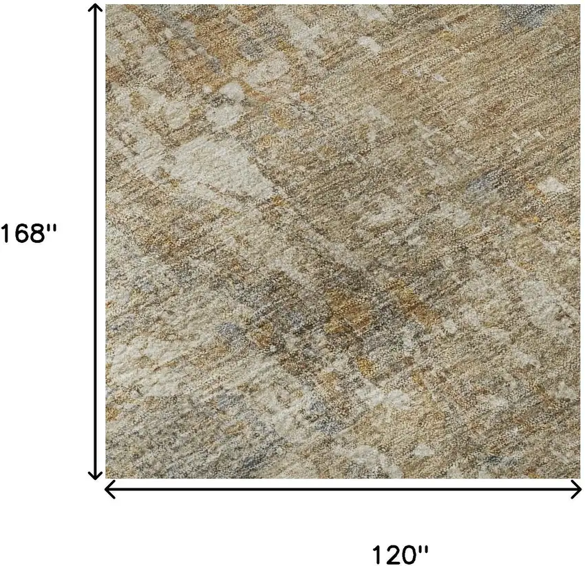 Gray Rust And Beige Abstract Washable Area Rug With UV Protection Photo 8
