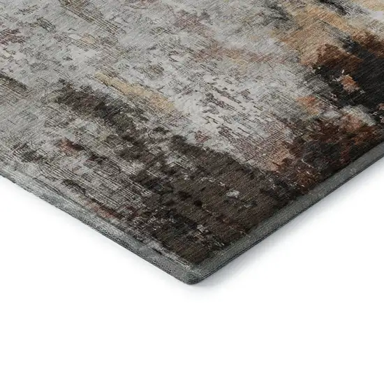 Gray Rust And Ivory Abstract Washable Area Rug With UV Protection Photo 5