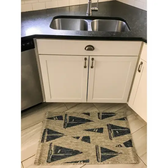 Gray Sailboat Indoor Outdoor Scatter Rug Photo 7
