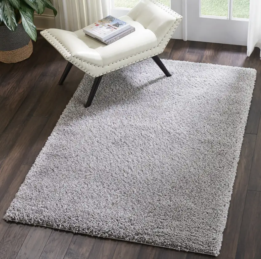 Gray Shag Distressed Area Rug Photo 3