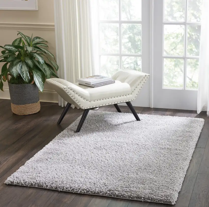 Gray Shag Distressed Area Rug Photo 6