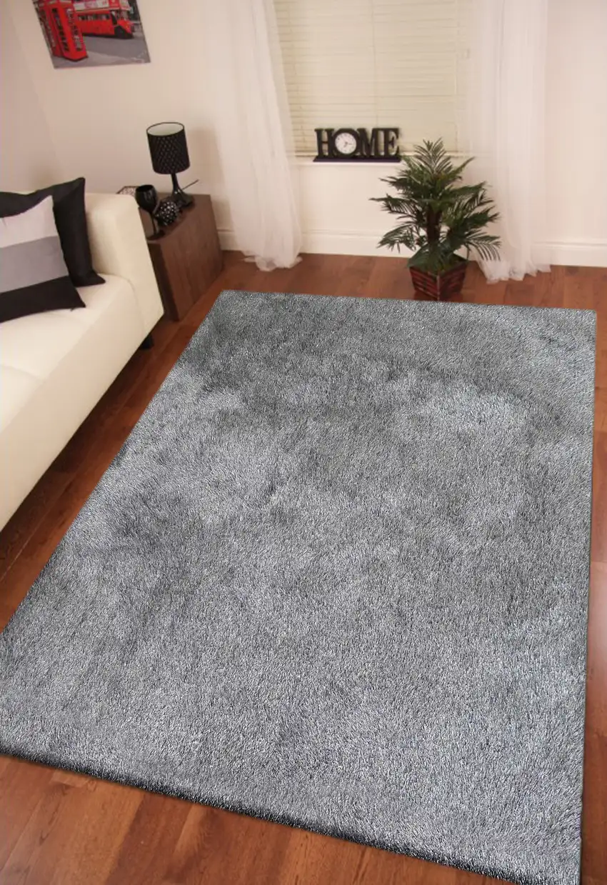 Gray Shag Hand Tufted Area Rug Photo 6