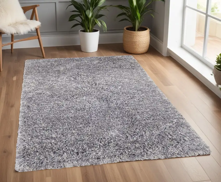 Gray Shag Hand Tufted Area Rug Photo 1