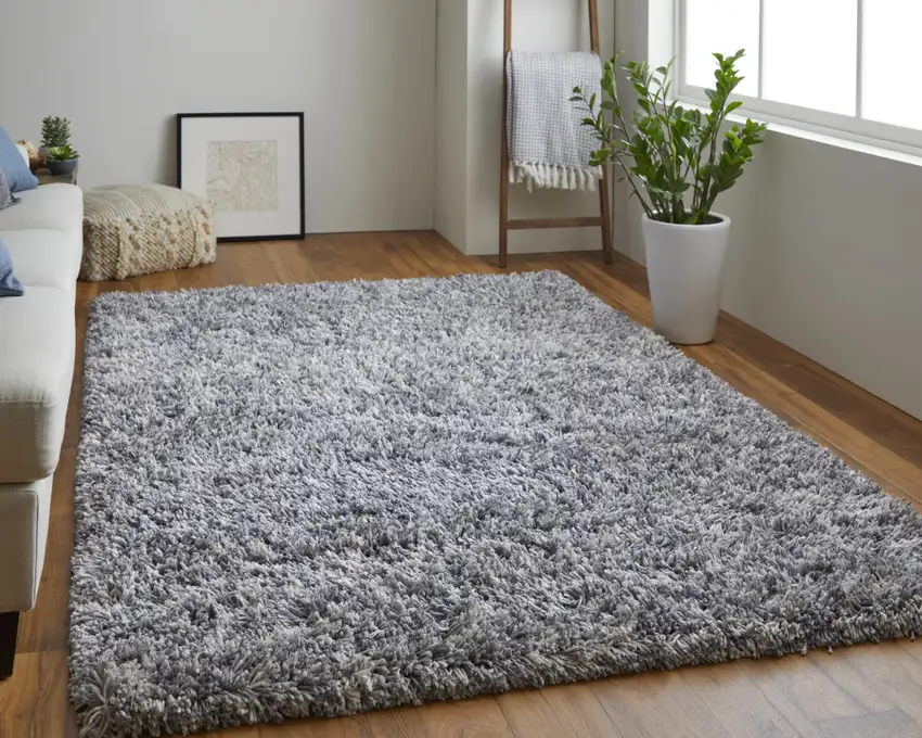 Gray Shag Hand Tufted Area Rug Photo 8