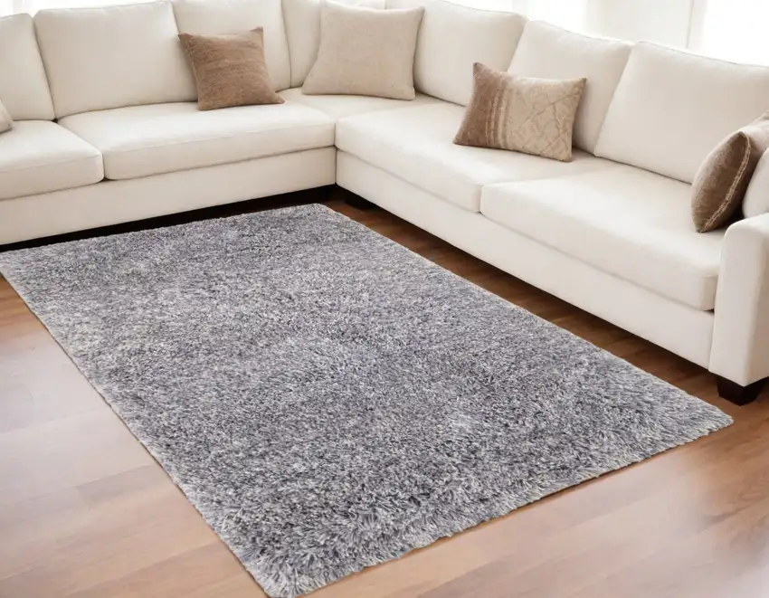 Gray Shag Hand Tufted Area Rug Photo 1