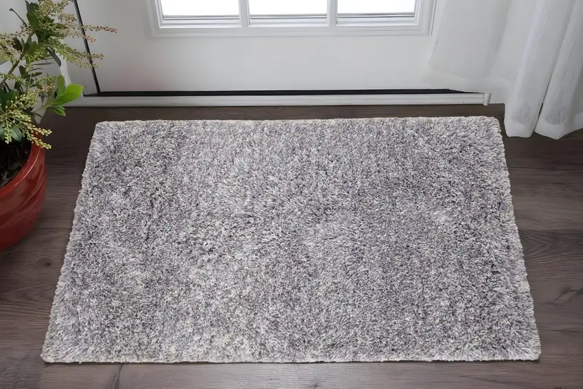 Gray Shag Hand Tufted Area Rug Photo 2