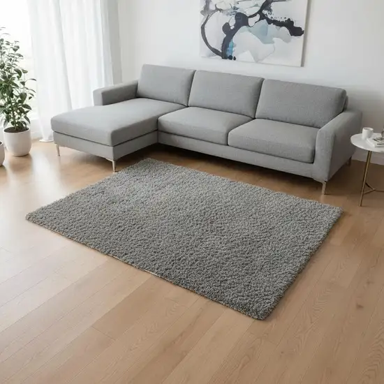 Gray Shag Hand Tufted Area Rug Photo 1