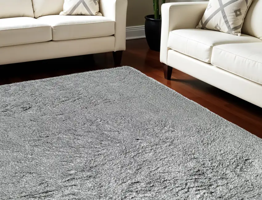 Gray Shag Hand Tufted Area Rug Photo 1