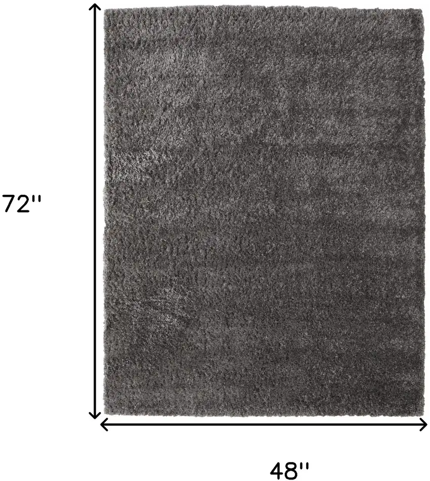 Gray Shag Power Loom Stain Resistant Area Rug Photo 10