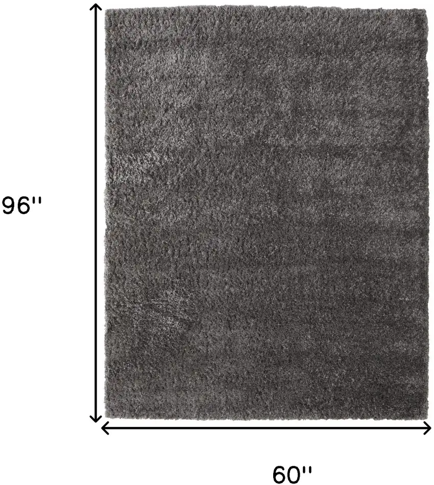 Gray Shag Power Loom Stain Resistant Area Rug Photo 10