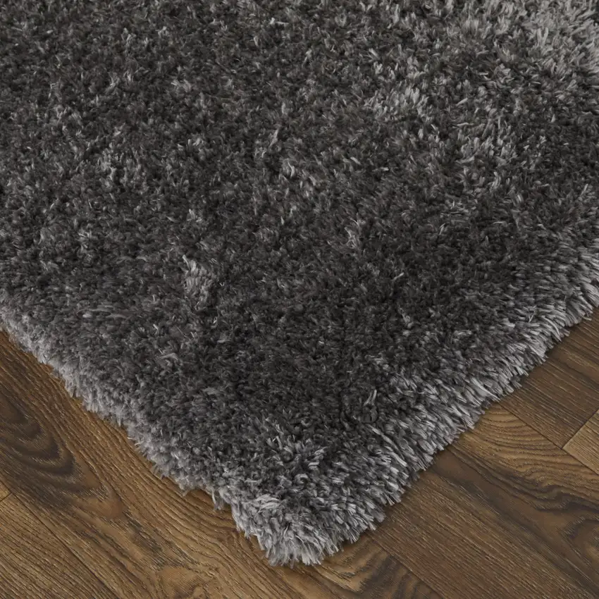 Gray Shag Power Loom Stain Resistant Area Rug Photo 7