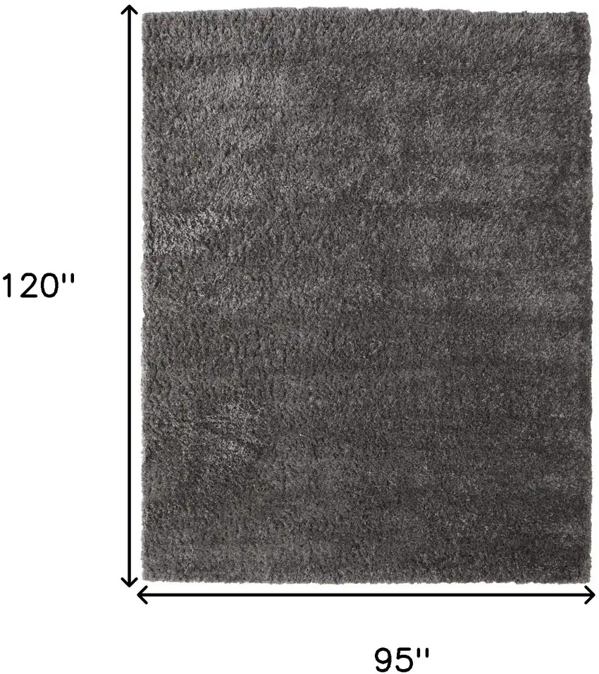 Gray Shag Power Loom Stain Resistant Area Rug Photo 10