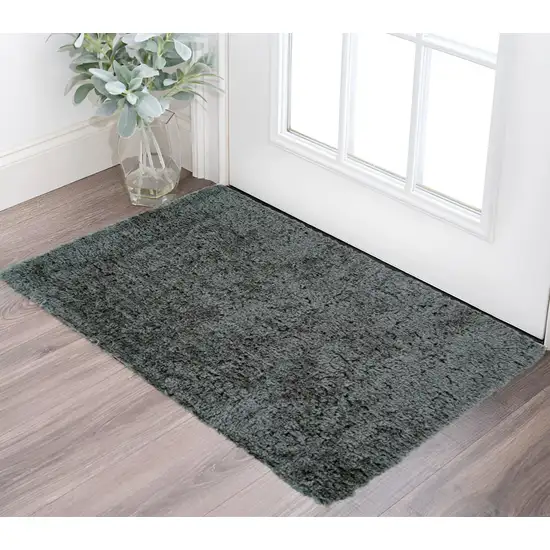 Gray Shag Tufted Handmade Stain Resistant Area Rug Photo 1