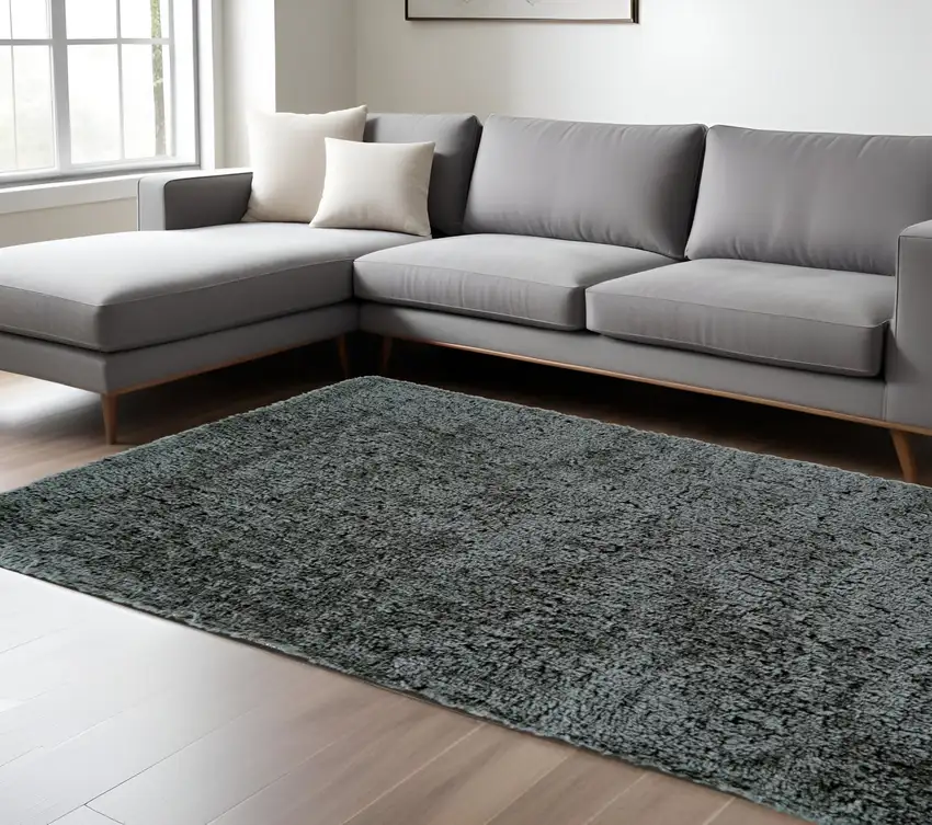 Gray Shag Hand Tufted Area Rug Photo 1
