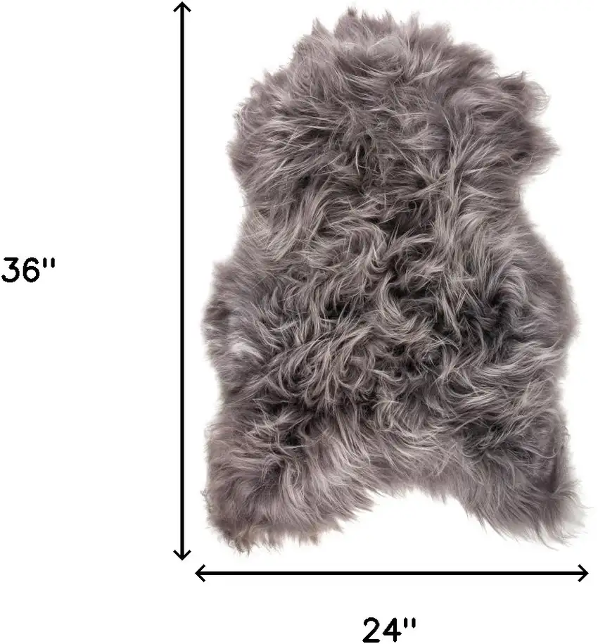 Gray Sheepskin Handmade Non Skid Area Rug Photo 6