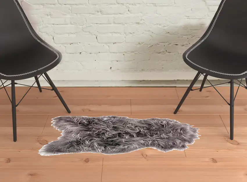 Gray Sheepskin Handmade Non Skid Area Rug Photo 2