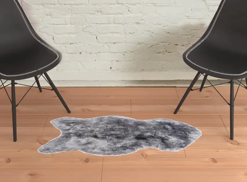 Gray Sheepskin Handmade Non Skid Area Rug Photo 2