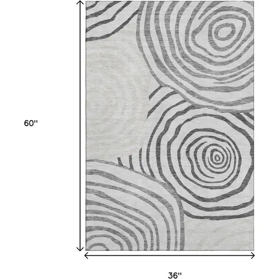 Gray Silver And Beige Abstract Washable Area Rug With UV Protection Photo 3