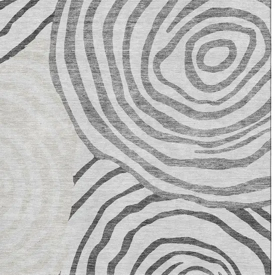 Gray Silver And Beige Abstract Washable Area Rug With UV Protection Photo 4