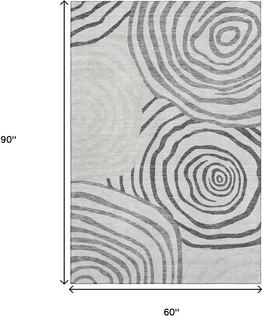Gray Silver And Beige Abstract Washable Area Rug With UV Protection Photo 3