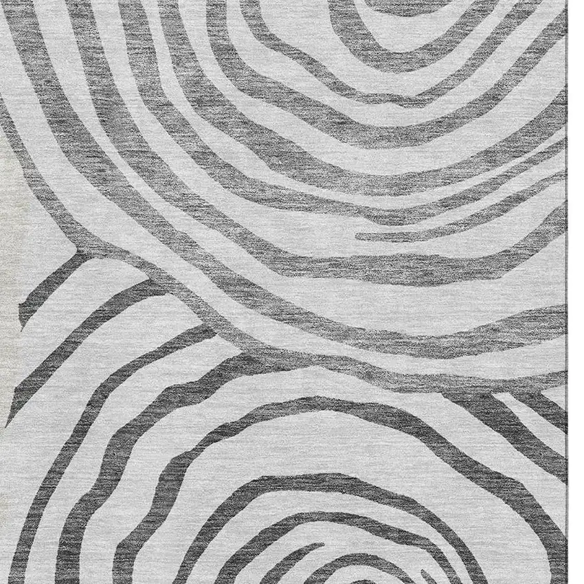 Gray Silver And Beige Abstract Washable Area Rug With UV Protection Photo 3