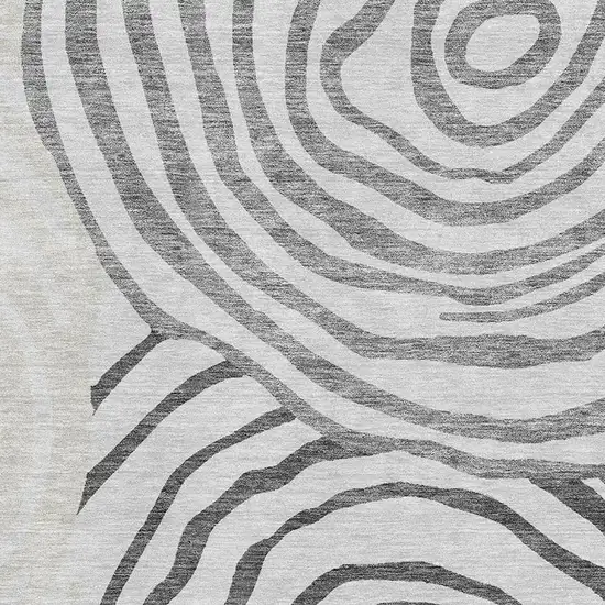 Gray Silver And Beige Abstract Washable Area Rug With UV Protection Photo 3