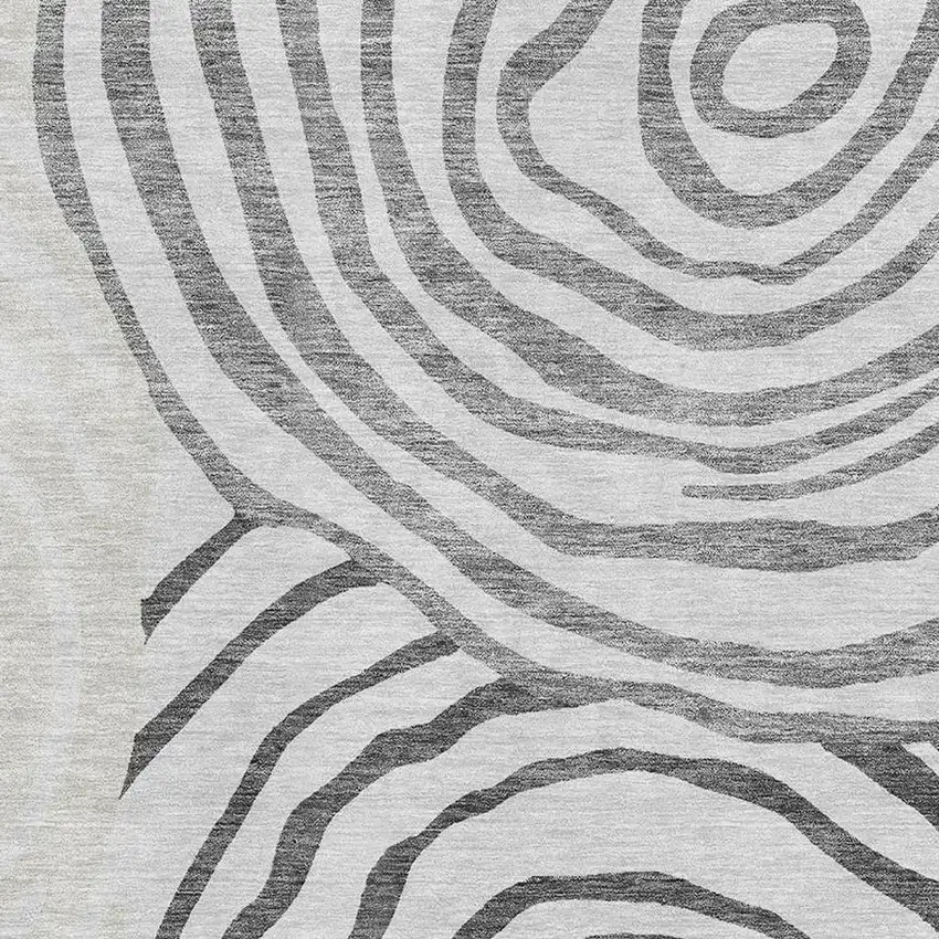 Gray Silver And Beige Abstract Washable Area Rug With UV Protection Photo 3