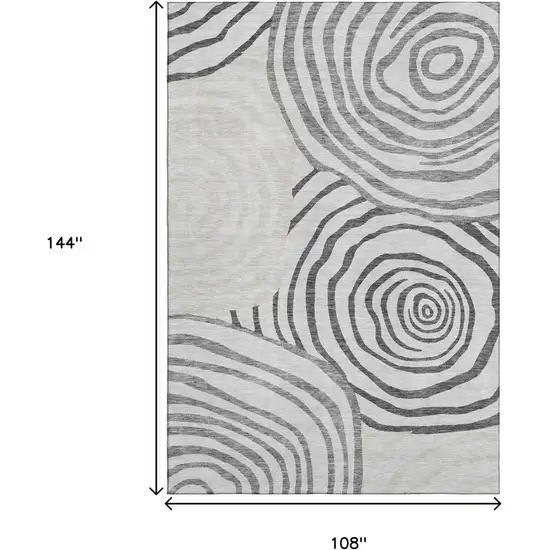 Gray Silver And Beige Abstract Washable Area Rug With UV Protection Photo 3