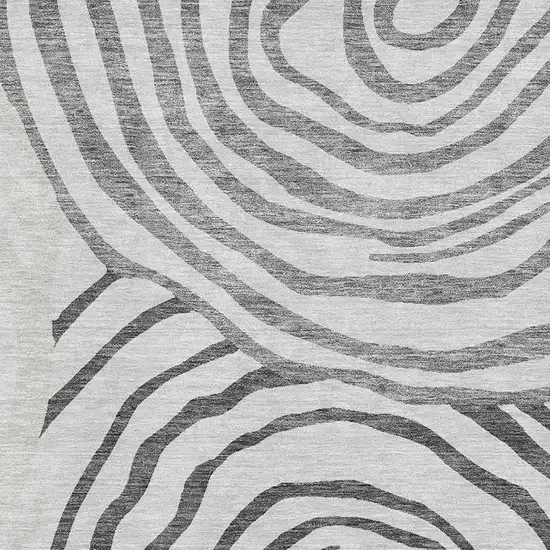 Gray Silver And Beige Abstract Washable Area Rug With UV Protection Photo 3