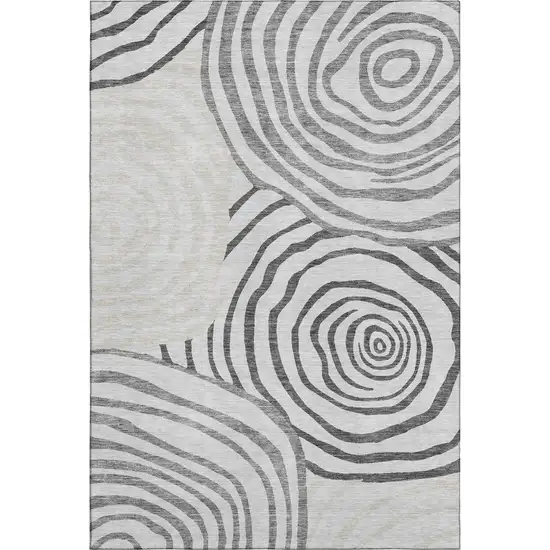 Gray Silver And Beige Abstract Washable Area Rug With UV Protection Photo 1