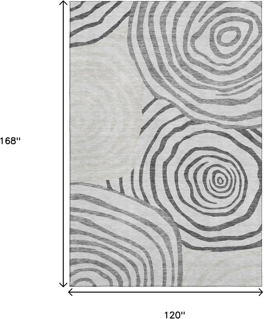 Gray Silver And Beige Abstract Washable Area Rug With UV Protection Photo 3