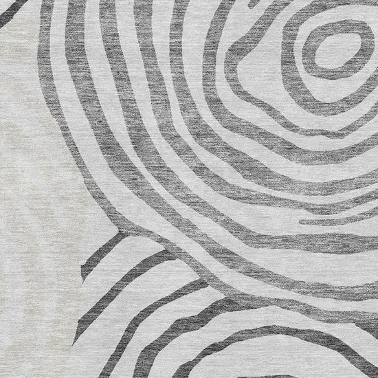 Gray Silver And Beige Abstract Washable Area Rug With UV Protection Photo 3
