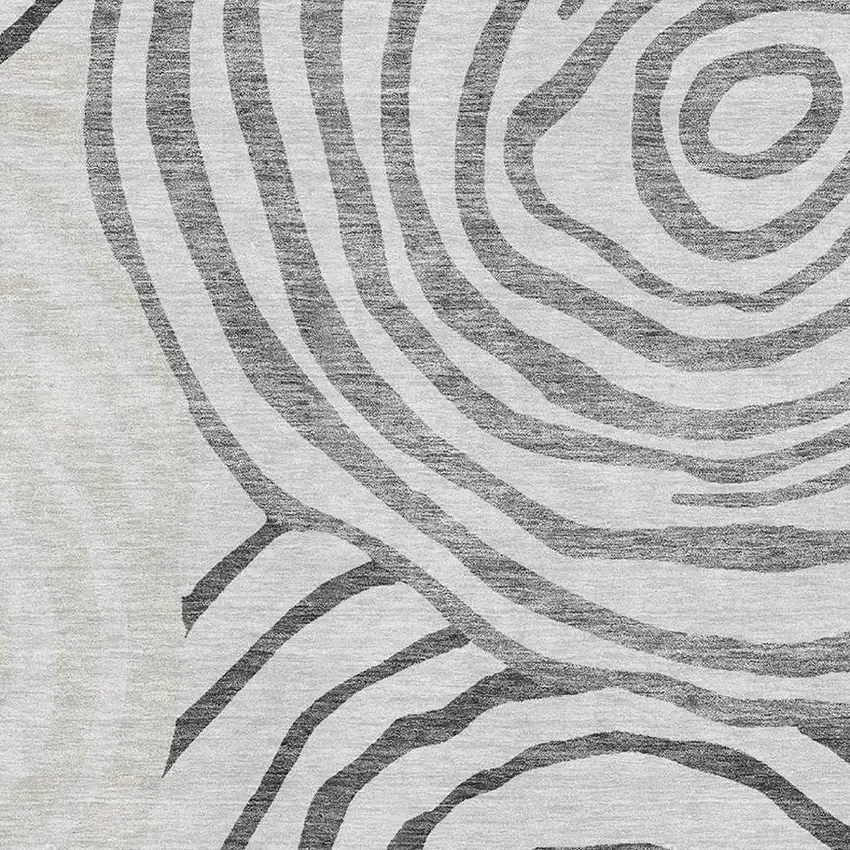 Gray Silver And Beige Abstract Washable Area Rug With UV Protection Photo 3