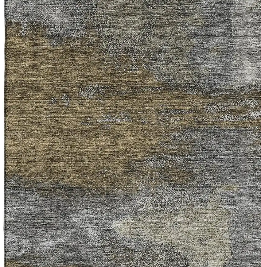 Gray Silver And Beige Abstract Washable Area Rug With UV Protection Photo 3