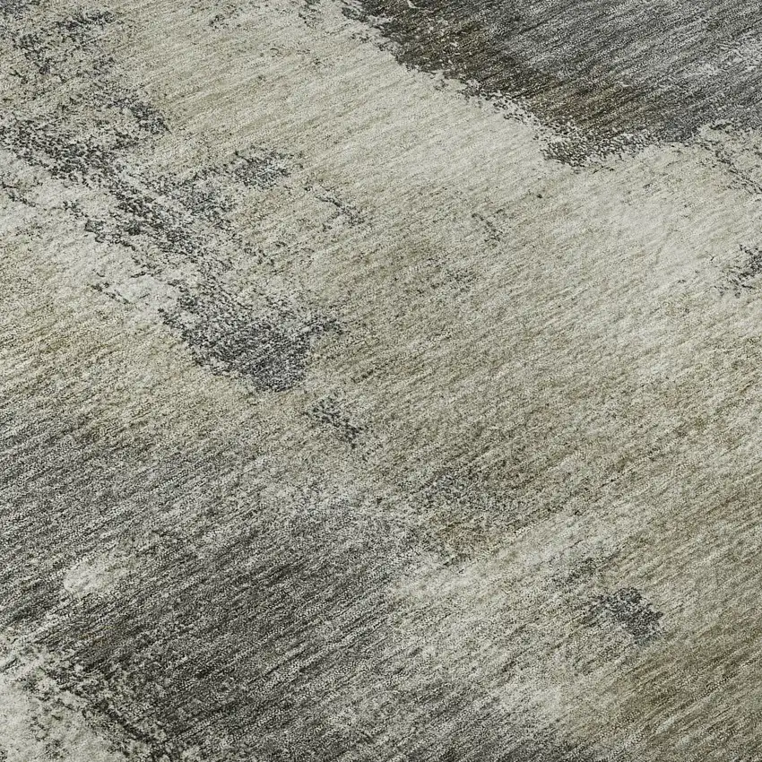 Gray Silver And Beige Abstract Washable Area Rug With UV Protection Photo 9