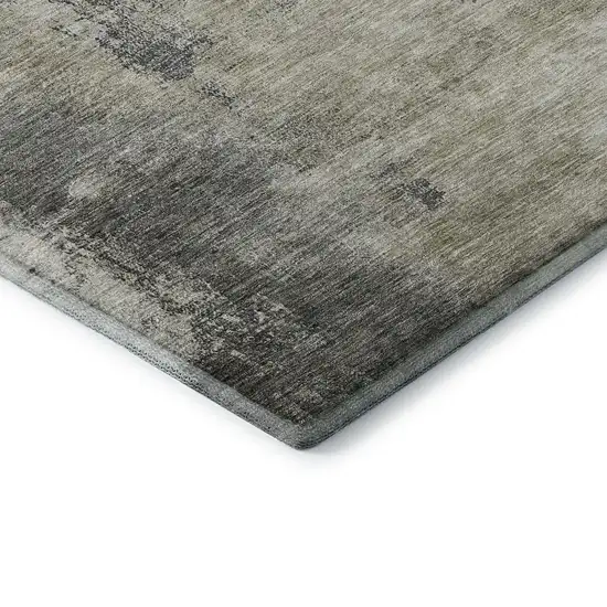 Gray Silver And Beige Abstract Washable Area Rug With UV Protection Photo 7