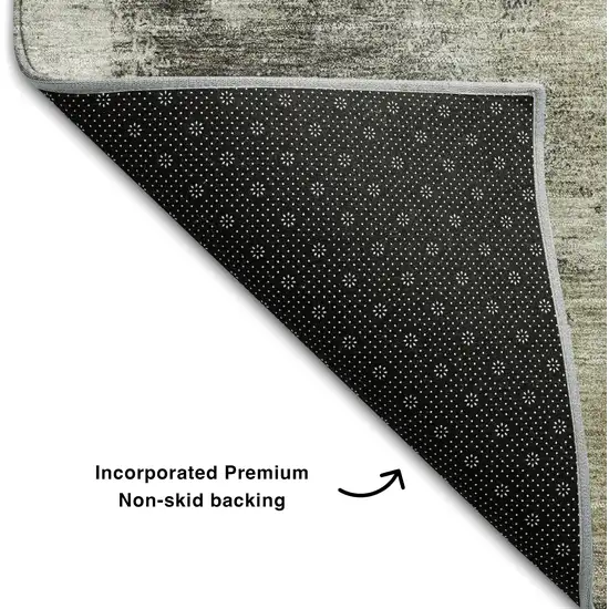 Gray Silver And Beige Abstract Washable Area Rug With UV Protection Photo 6