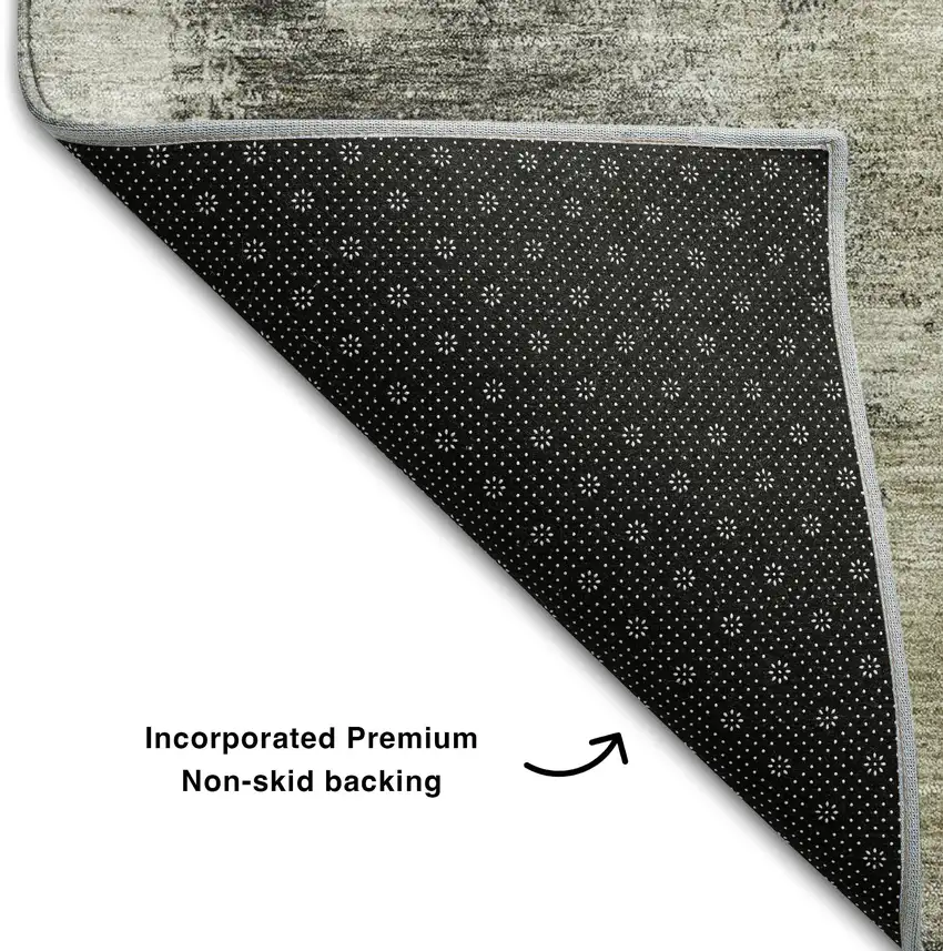 Gray Silver And Beige Abstract Washable Area Rug With UV Protection Photo 6