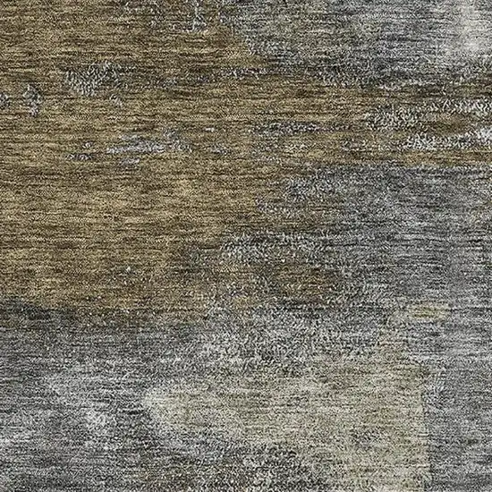 Gray Silver And Beige Abstract Washable Area Rug With UV Protection Photo 2