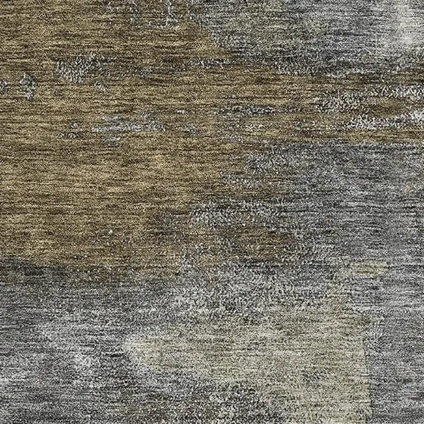 Gray Silver And Beige Abstract Washable Area Rug With UV Protection Photo 2