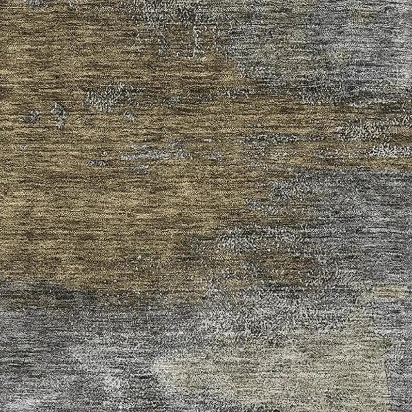 Gray Silver And Beige Abstract Washable Area Rug With UV Protection Photo 2
