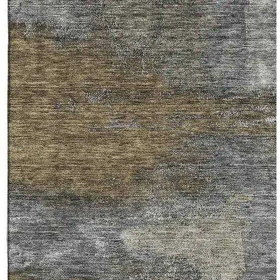 Gray Silver And Beige Abstract Washable Area Rug With UV Protection Photo 2