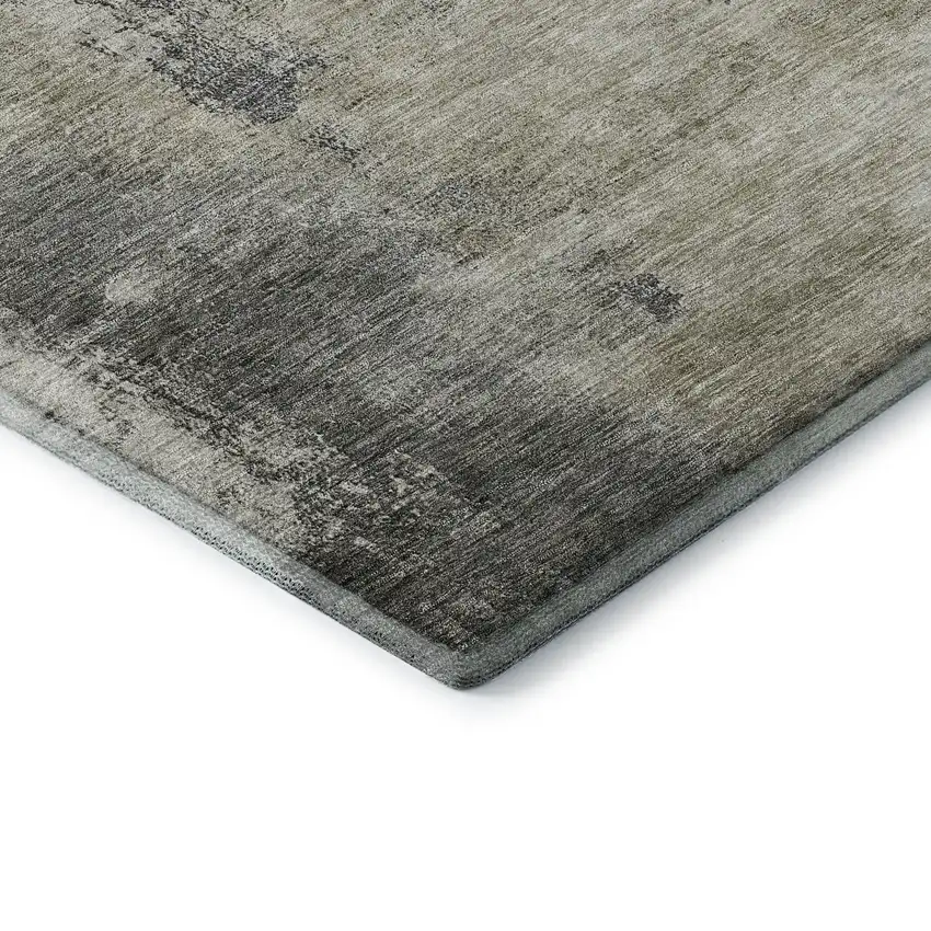 Gray Silver And Beige Abstract Washable Area Rug With UV Protection Photo 7