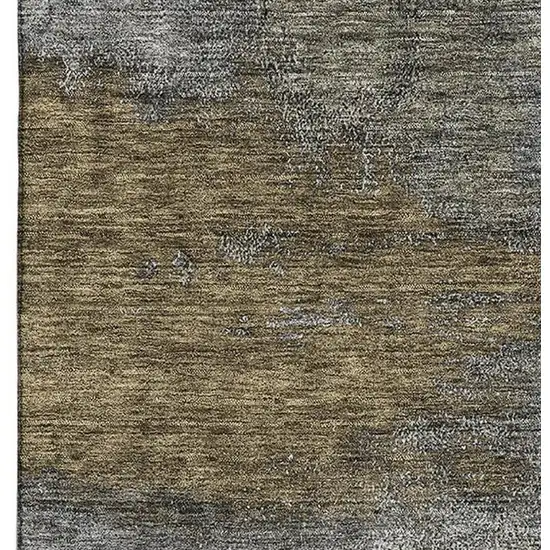 Gray Silver And Beige Abstract Washable Area Rug With UV Protection Photo 2
