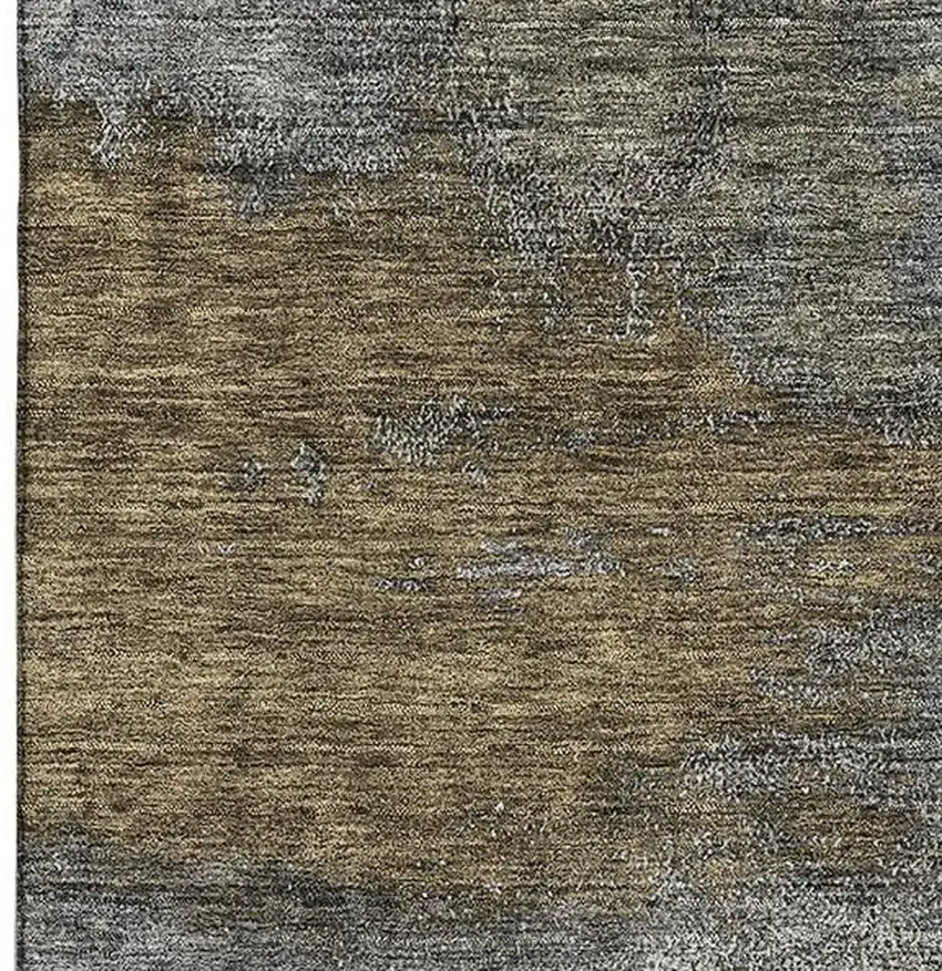 Gray Silver And Beige Abstract Washable Area Rug With UV Protection Photo 2
