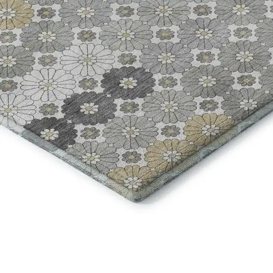 Gray Silver And Beige Geometric Washable Area Rug With UV Protection Photo 7