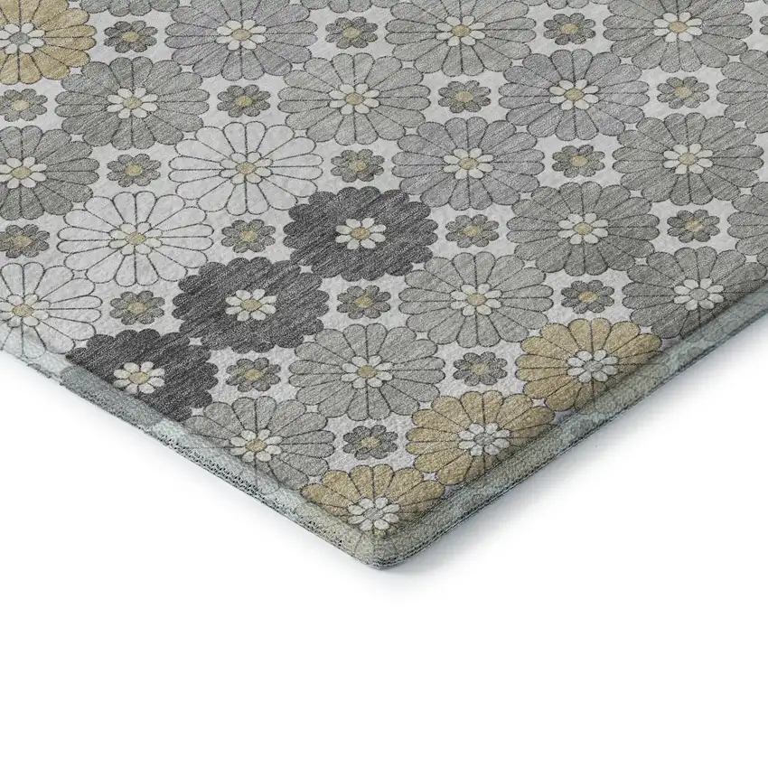 Gray Silver And Beige Geometric Washable Area Rug With UV Protection Photo 7