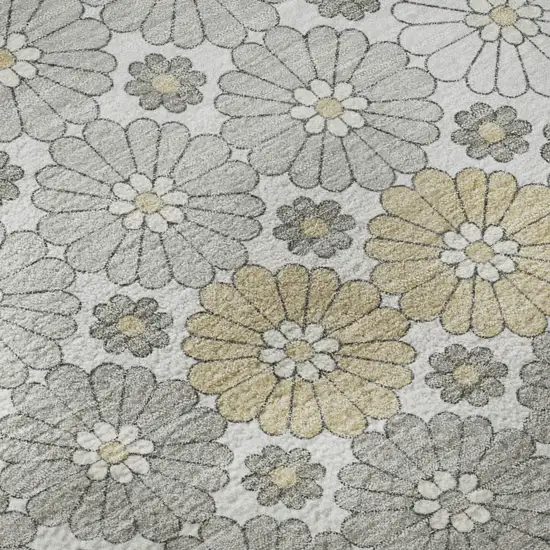 Gray Silver And Beige Geometric Washable Area Rug With UV Protection Photo 9